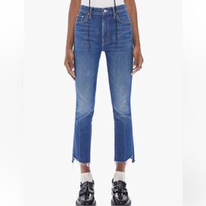 Mother Insider Crop Step Fray Bad Reputation 25 Blue High Waist Bootcut